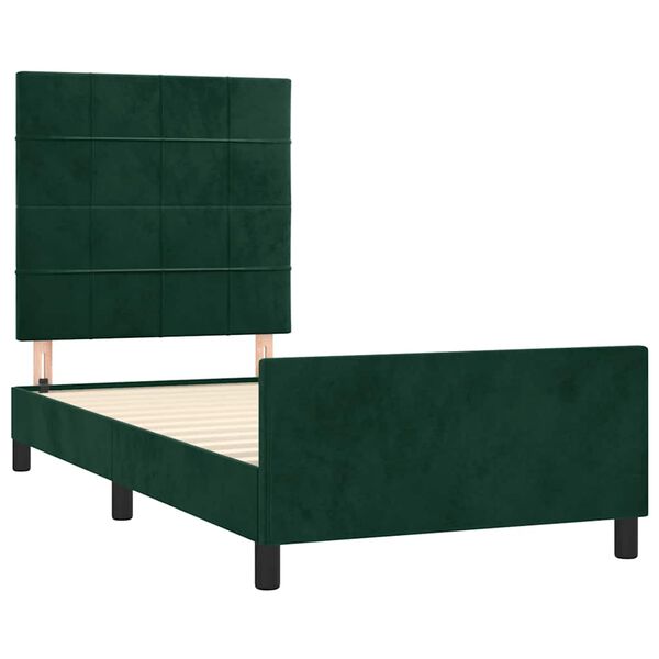 vidaXL Estrutura de cama sem colch&atilde;o 120x200 cm veludo verde-escuro