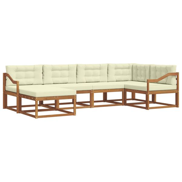 vidaXL Conjunto de Sof&aacute;s para Exterior 6 pcs Natural e Creme