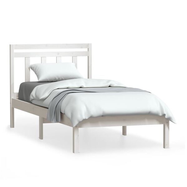 vidaXL Estrutura de cama 90x200 cm pinho maciço branco