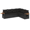 vidaXL 6 pcs conjunto sof&aacute;s de jardim c/ almofad&otilde;es vime PE preto