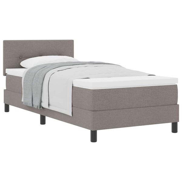 vidaXL Cama Box com colch&atilde;o Cinzento-acastanhado 90 x 200 cm tecido