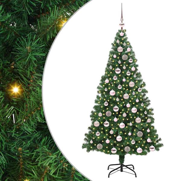 vidaXL &Aacute;rvore de Natal Artificial Verde 180 cm PVC, A&ccedil;o e Pl&aacute;stico