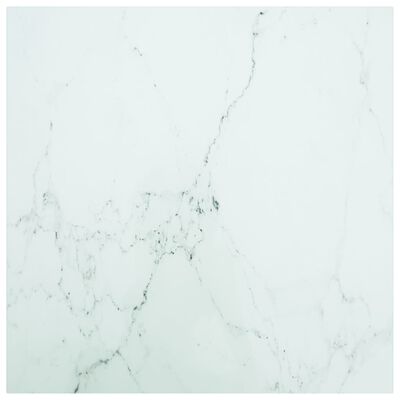 vidaXL Tampo mesa 70x70 cm 6 mm vidro temperado design mármore branco