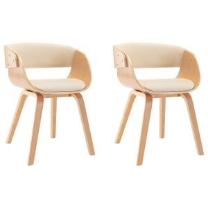 vidaXL Cadeiras jantar 2 pcs madeira curvada e couro artificial creme