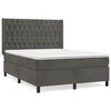 vidaXL Cama com molas/colch&atilde;o 140x190 cm veludo cinzento-escuro