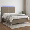 vidaXL Cama box spring colch&atilde;o/LED 140x200 cm tecido cinza-acastanhado