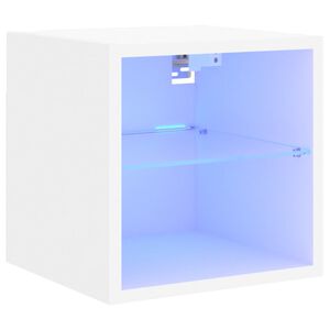 vidaXL Mesa de cabeceira de parede com luzes LED cinzento cimento