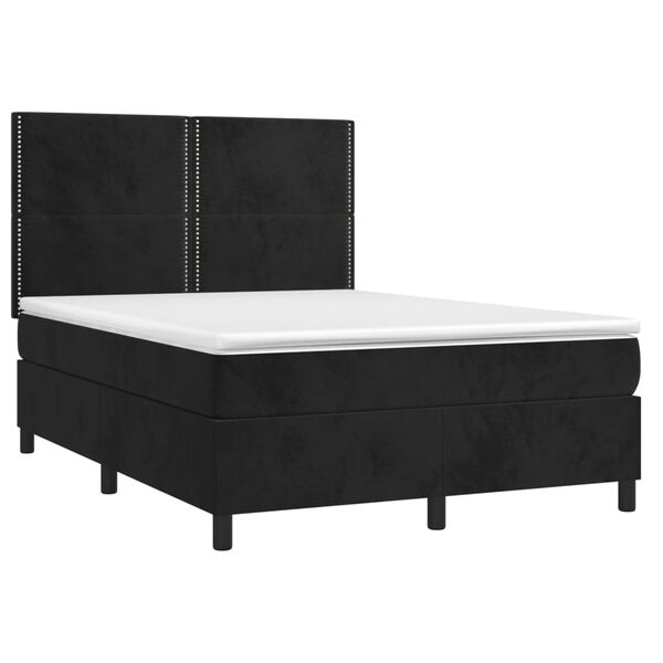 vidaXL Cama com molas/colch&atilde;o 140x190 cm veludo preto