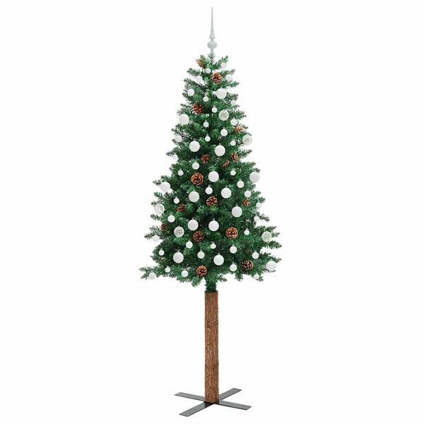 vidaXL &Aacute;rvore de Natal Slim com 300 LEDs com suporte Verde 210 cm