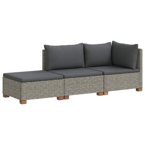 vidaXL 3 unid. Conjunto de Lounge em Rattan com Almofadas GENDT