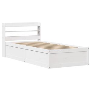 vidaXL Estrutura cama c/ cabeceira 75x190 cm pinho maci&ccedil;o