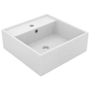 vidaXL Lavat&oacute;rio luxuoso quadrado 41x41 cm cer&acirc;mica branco mate
