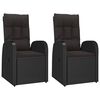 vidaXL Cadeiras de jardim reclin&aacute;veis c/ almofad&otilde;es 2pcs vime PE preto