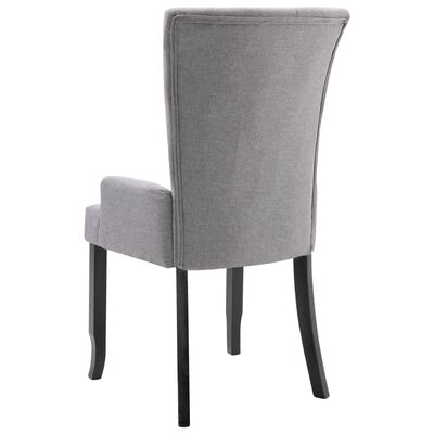 vidaXL Cadeiras jantar c/ apoio de braços 2 pcs tecido cinzento-claro