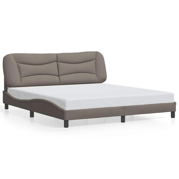 vidaXL Estrutura de cama sem colch&atilde;o Hvar 180x200 cm tecido castanho-acinzentado