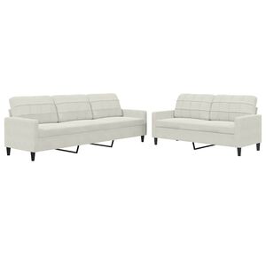 vidaXL 2 pcs conjunto de sof&aacute;s com almofad&otilde;es veludo cor creme