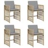 vidaXL Cadeiras de jardim com almofad&otilde;es 4 pcs vime PE bege misturado