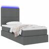 vidaXL Cama com arruma&ccedil;&atilde;o e LED Cinza Escuro 90 x 190 cm Poli&eacute;ster