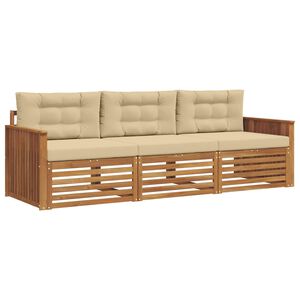vidaXL Conjunto de Sof&aacute;s para Exterior 3 unid. Natural e Bege
