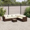 vidaXL 7 pcs conjunto lounge de jardim c/ almofad&otilde;es vime PE castanho