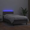 vidaXL Cama box spring c/ colch&atilde;o/LED 100x200cm couro artificial cinza