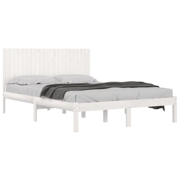 vidaXL Cama sem colch&atilde;o 200x200 cm madeira de pinho maci&ccedil;a branco