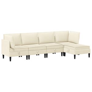 vidaXL Conjunto de M&oacute;veis para Sala de Estar 5 unid. Creme Tecido