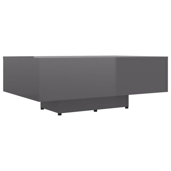 vidaXL Mesa de centro 85x55x31 cm contraplacado cinzento brilhante