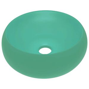 vidaXL Lavat&oacute;rio luxuoso redondo 40x15 cm cer&acirc;mica verde-claro mate