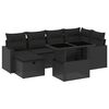 vidaXL 7 pcs conjunto de sofás p/ jardim c/ almofadões vime PE preto
