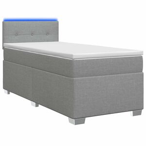 vidaXL Cama Box Spring com Colch&atilde;o e LED Cinzento-claro 90 x 200 cm