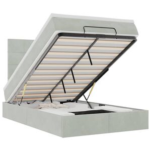 vidaXL Estrutura de cama otomana com colch&otilde;es cinza claro Veludo