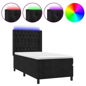 vidaXL Cama box spring c/ colch&atilde;o/LED 100x200 cm veludo preto