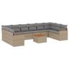 vidaXL 11 pcs conjunto sof&aacute;s de jardim c/ almofad&otilde;es vime PE bege