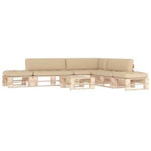 vidaXL 6 pcs conj. lounge paletes c/ almofad&otilde;es pinho impregnado