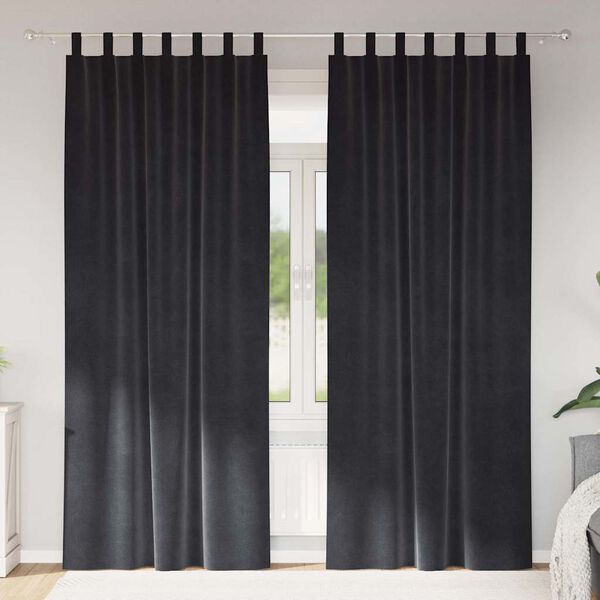 vidaXL Cortinas opacas 2 pcs Cinza Escuro 140 x 225 cm Veludo