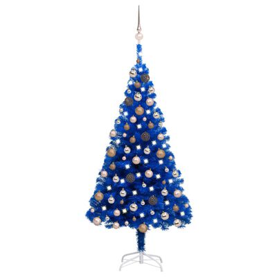 vidaXL Árvore Natal artificial pré-iluminada c/ bolas 150cm PVC azul