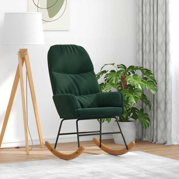 vidaXL Cadeira de baloi&ccedil;o veludo verde-escuro