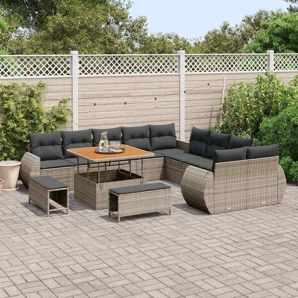 vidaXL Conjunto de Sof&aacute; de Jardim com almofada 13 pcs Cinzeto