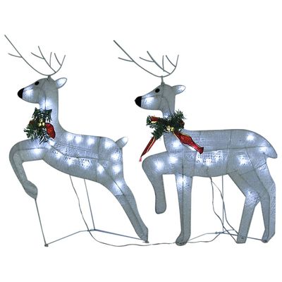 vidaXL Decoração de Natal renas/trenó p/ exterior 140 luzes LED branco