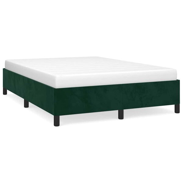 vidaXL Estrutura de cama sem colch&atilde;o 140x190 cm veludo verde-escuro
