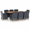 vidaXL 9 pcs conj. jantar exterior c/ almofad&otilde;es vime PE cinza-escuro