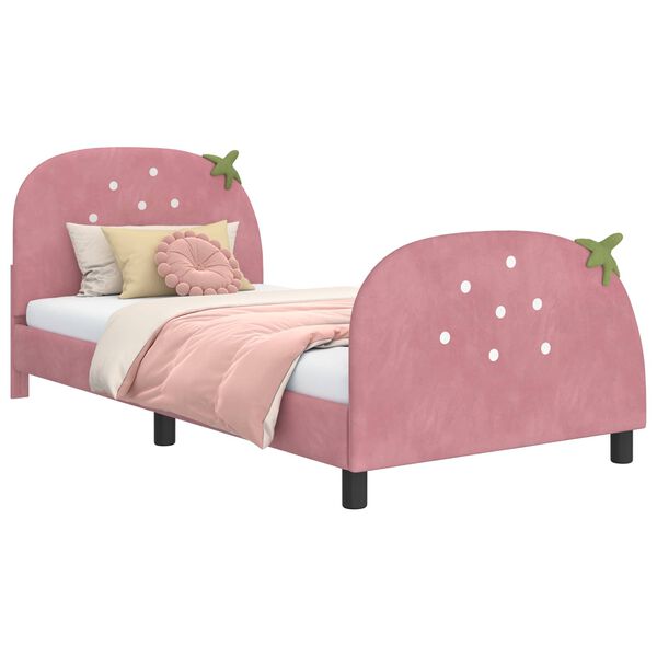 vidaXL Estrutura de Cama Infantil com Cabeceira Rosa 90 x 200 cm