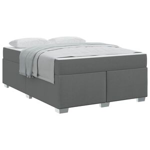 vidaXL Estrutura da Cama com colch&atilde;o Cinza Escuro 160 x 200 cm tecido