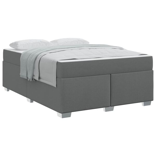vidaXL Estrutura da Cama com colch&atilde;o Cinza Escuro 160 x 200 cm tecido