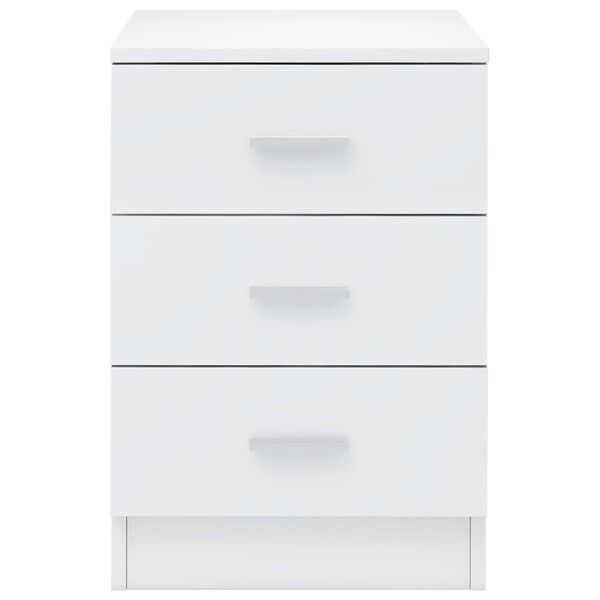 vidaXL Mesa de cabeceira 38x35x56 cm contraplacado branco brilhante