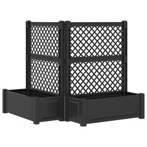 vidaXL Grande Jardineira com Treli&ccedil;a 2 unid. PP Antracite