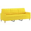 vidaXL Sofá 3 lugares + almofadas decoração 180cm tecido amarelo-claro