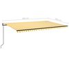 vidaXL Toldo autom. LED e sensor de vento 500x350 cm amarelo/branco