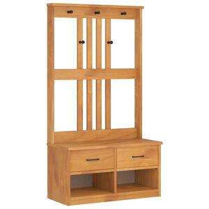 vidaXL &Aacute;rvore de Hall SANDNES 87x40x159,5 cm Madeira Maci&ccedil;a de Pinho